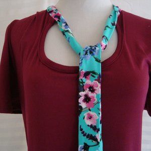NWT Piphany Yara Keyhole Tie Top Maroon Teal sz M